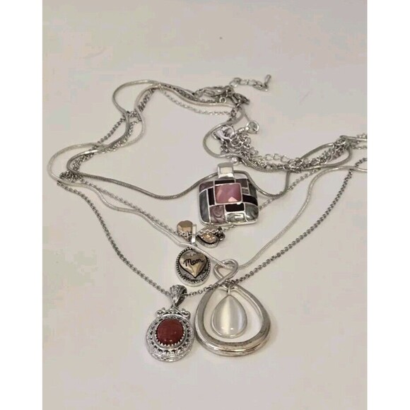 Unbranded Fashion costume Silver-tone Pendant Chain Necklace Lot Of 4 - Picture 5 of 7